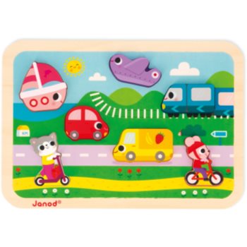 Janod Chunky Puzzle Vehicles jucărie interactivă cu piese care se pot insera